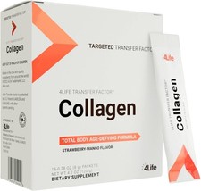 4Life Transfer Factor Collagen Powder with Vitamins Biotin,15 Stick Packs