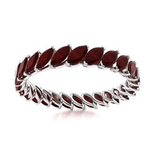 Full Eternity Band 4x2mm Marquise Garnet 925 Sterling Silver Women Wedding Ring