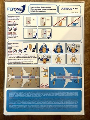 Flyone Moldova Airbus A321 Airlines Safety Card Safety Instruction