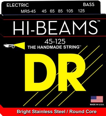 DR Strings MR5-45 Hi-Beam Stainless Steel Medium 5-String Bass Strings