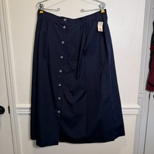 Vintage David Brooks Talbots Skirt Womens 18 Navy Button Front NWT 52 Plus