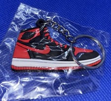 Nike Air Jordan 1 Sneaker Keychain 2D Flat Rubber BRED Red, White Black