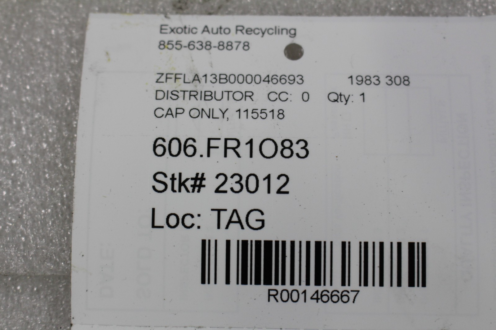 Ferrari 308, Distributor Cap, Used, P/N 95300044
