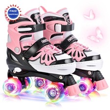 Adjustable Light up Roller Skates for Girls Butterfly Kids M 4-6 5-8 6-12