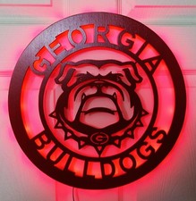 Georgia Football LED Sign | Red  Fan Cave Decor | Game Room Wall Art | Coll