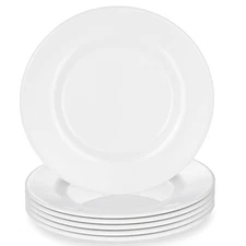 8" White Melamine Plates Set of 6 Durable Lightweight Dinnerware