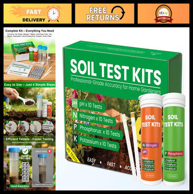 4-in-1 Soil Test Kit for Lawns & Gardens   40 Tests (pH, N, P, K)   Easy Use