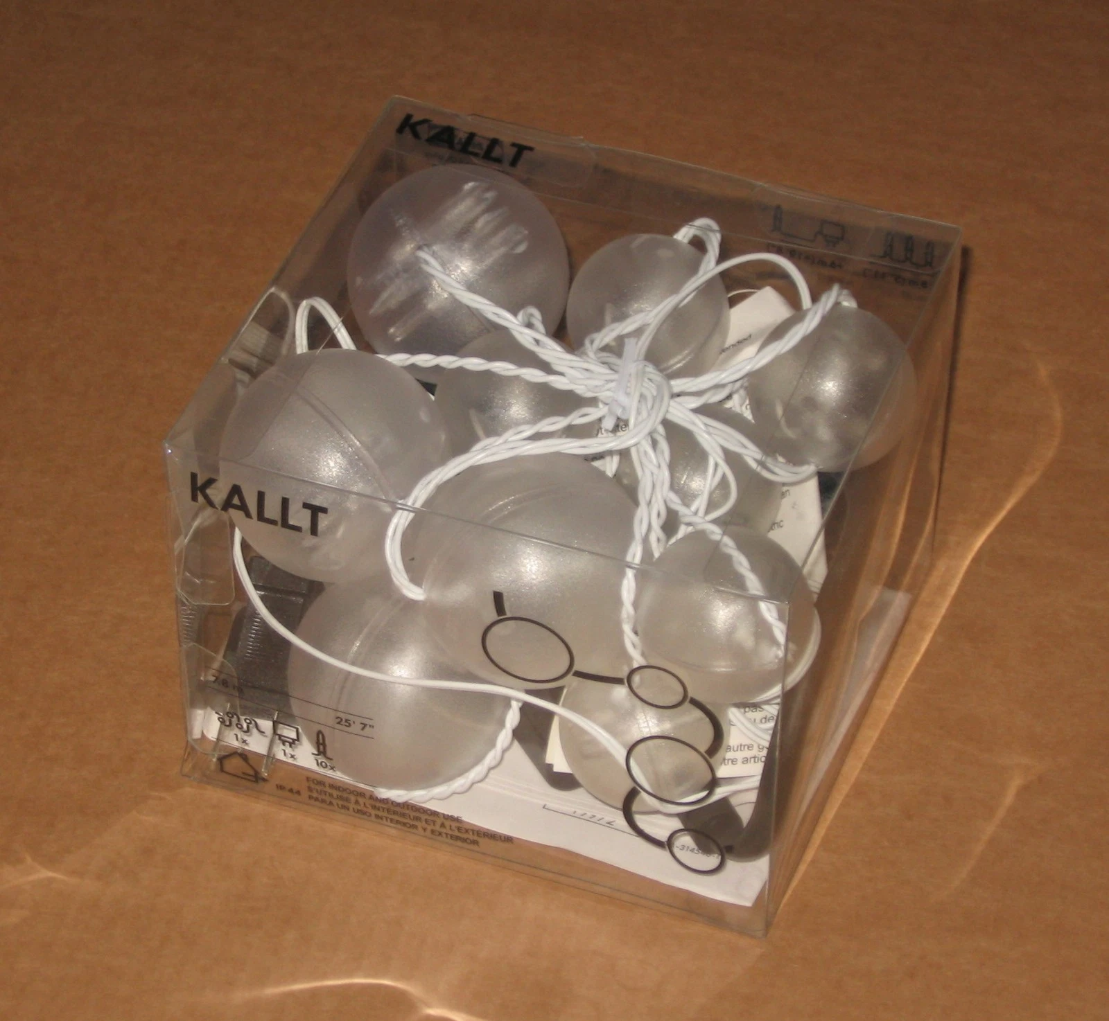 IKEA Kallt String Lights Balls Clear Globes 10 Snowball Chain Decoration In Out