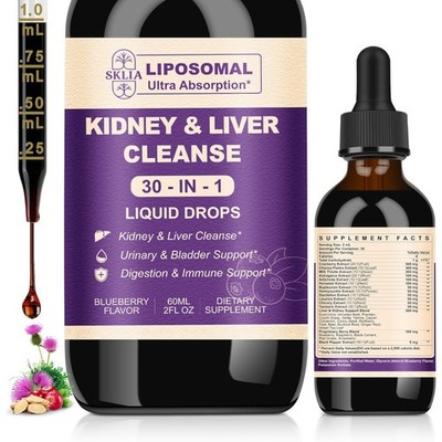 30-in-1 Kidney and Liver Cleanse Detox & Repair Drops with Cranberry Extract