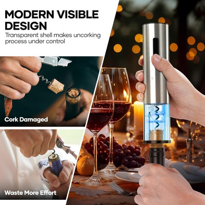 6-In-1 Wine Opener Electric Rechargeable Automatic Corkscrew Bottle Opener Se...