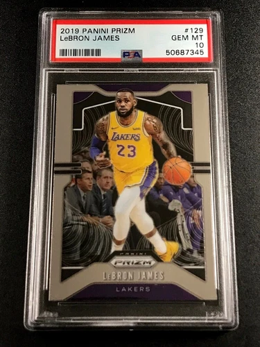 LEBRON JAMES 2019 PANINI PRIZM #129 BASE CARD PSA 10 GEM LAKERS NBA