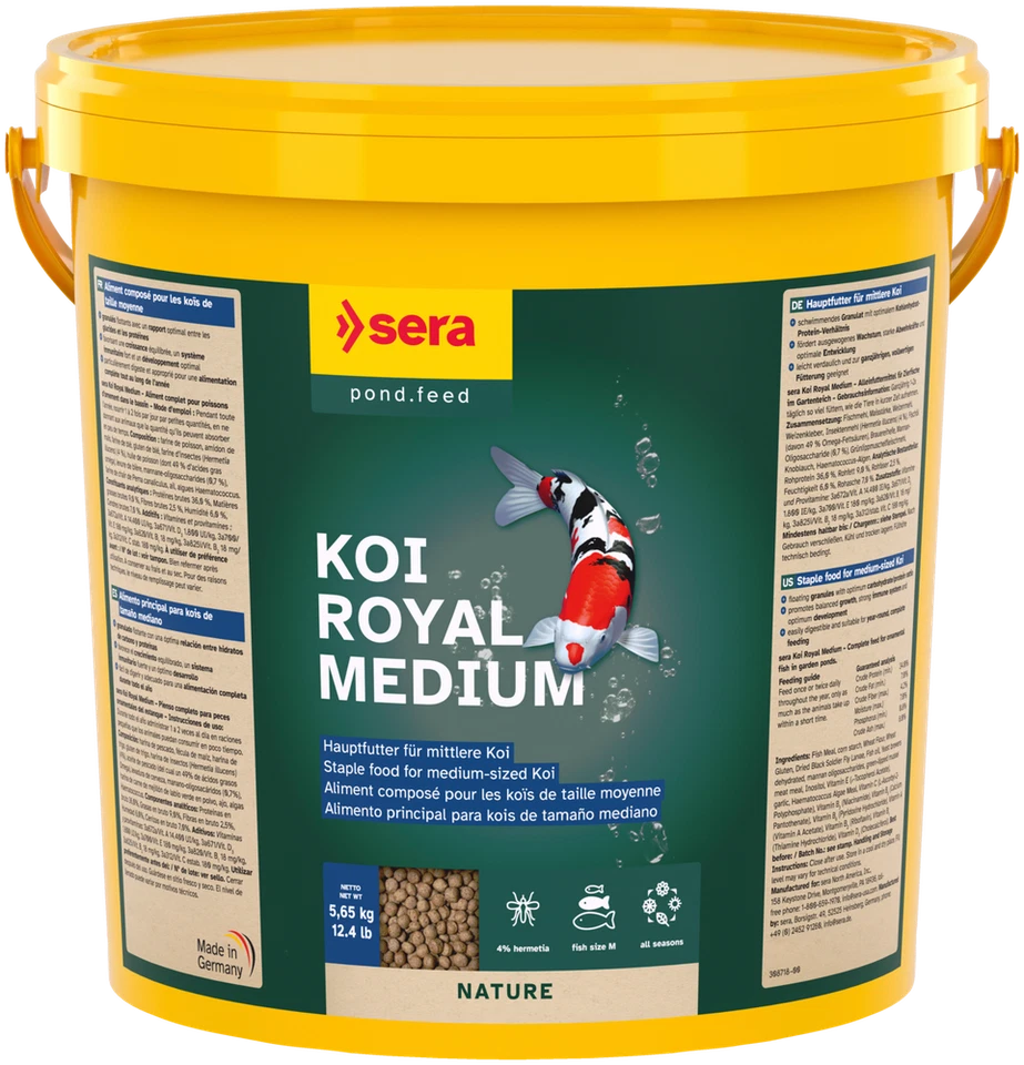 Sera Koi Royal Medium 21 Liter Eimer Teichfutter Fische Teich Koi Goldfische