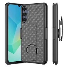 For Samsung Galaxy A16 5G Case Holster Belt Clip With Kickstand Slim Cover Black