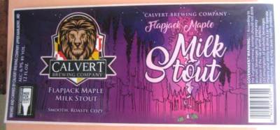 FLAPJACK MAPLE MILK STOUT 12oz Beer STICKER, Label, Calvert Brewing Co ...