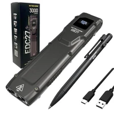 Nitecore EDC27 3000 Lumens Rechargeable Flashlight 3,000Lmn & NTP31 Tactical Pen