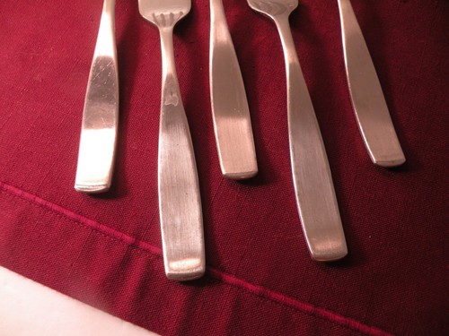Set of 5 Mikasa RIVERSIDE pattern Satin stainless salad forks 6 7/8" - Picture 3 of 5