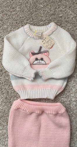 Maglione vintage bambina tg 3-6M BABY BEAR chiusura zip rosa/bianco Nuovo!!! - Foto 5 di 8