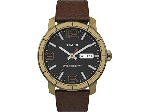 Timex Mod44 Brown Leather Mens Watch TW2 Gold Men s eBay