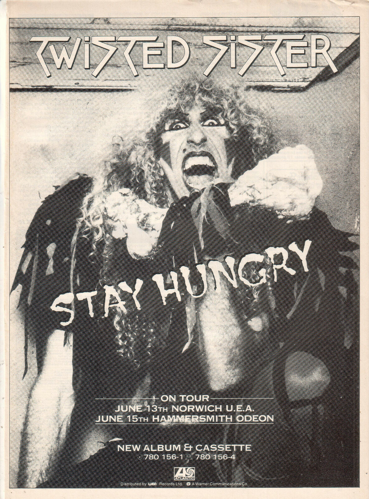 Twisted Sister 1984 Tampa Mall Ad- Stay Hungry tour Ranking TOP2 on Advertisement