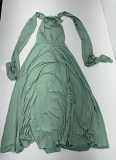 Womens Green V Neck Neck Tie Dress One Size