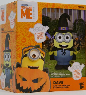 Gemmy Despicable Me Minion Halloween 3.5 ft Dave as Witch Airblown Inflatable
