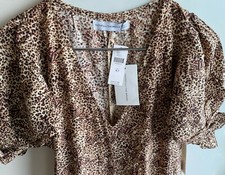 Anthropologie Faithfull The Brand Midi Dress Animal Print Leopard M NWT MSRP$199