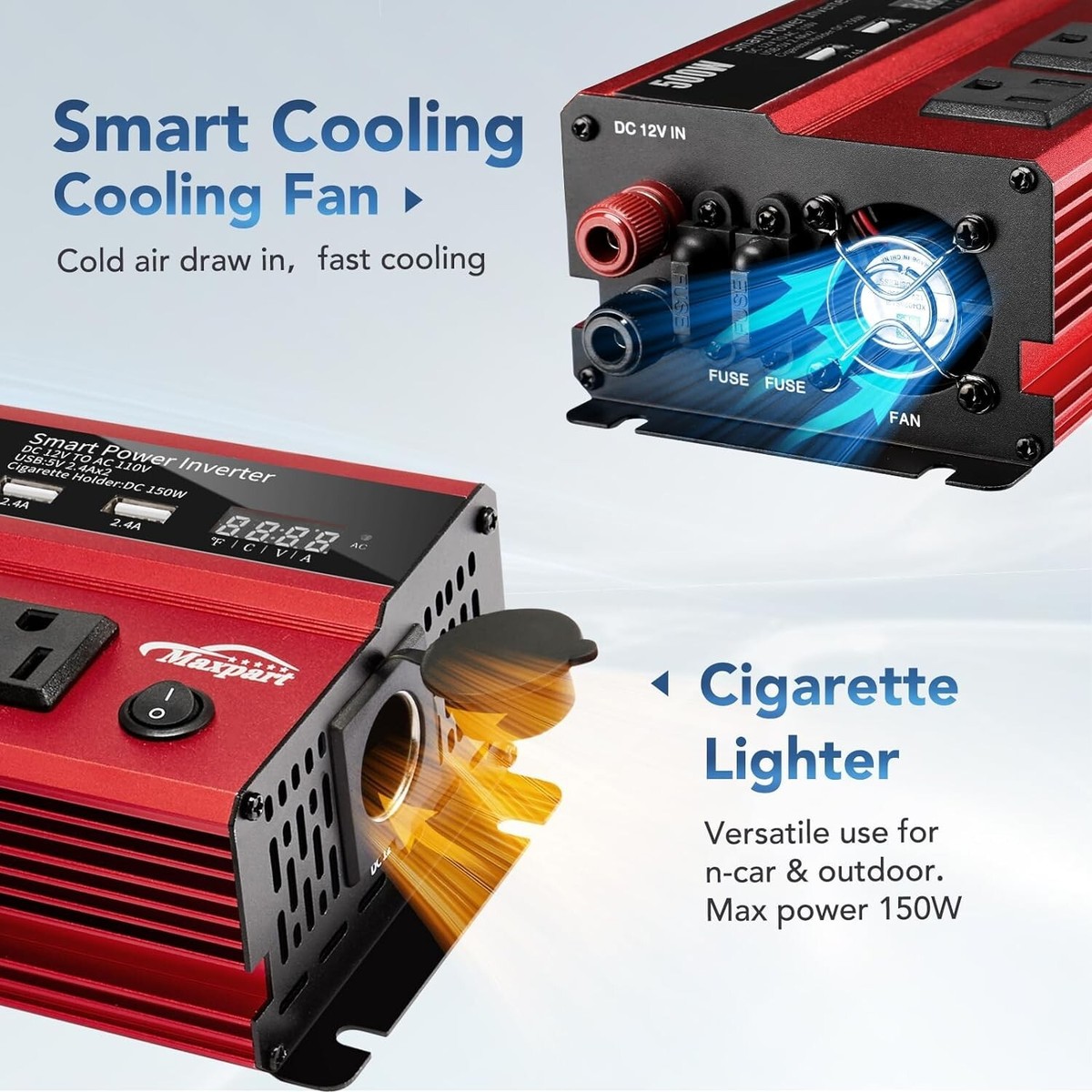 Car/Light Truck Power Inverter - 500W - Dual USB Ports - Cigarette Lighter  Ports