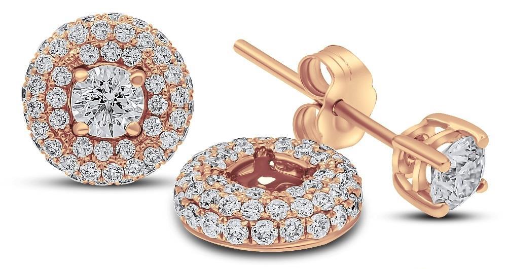 FILA GRANDE SET ORECCHINI GIACCA 3 FILE SOLITARIO ORO ROSA 14KT DIAMANTE 1 49CT DIAMANTE