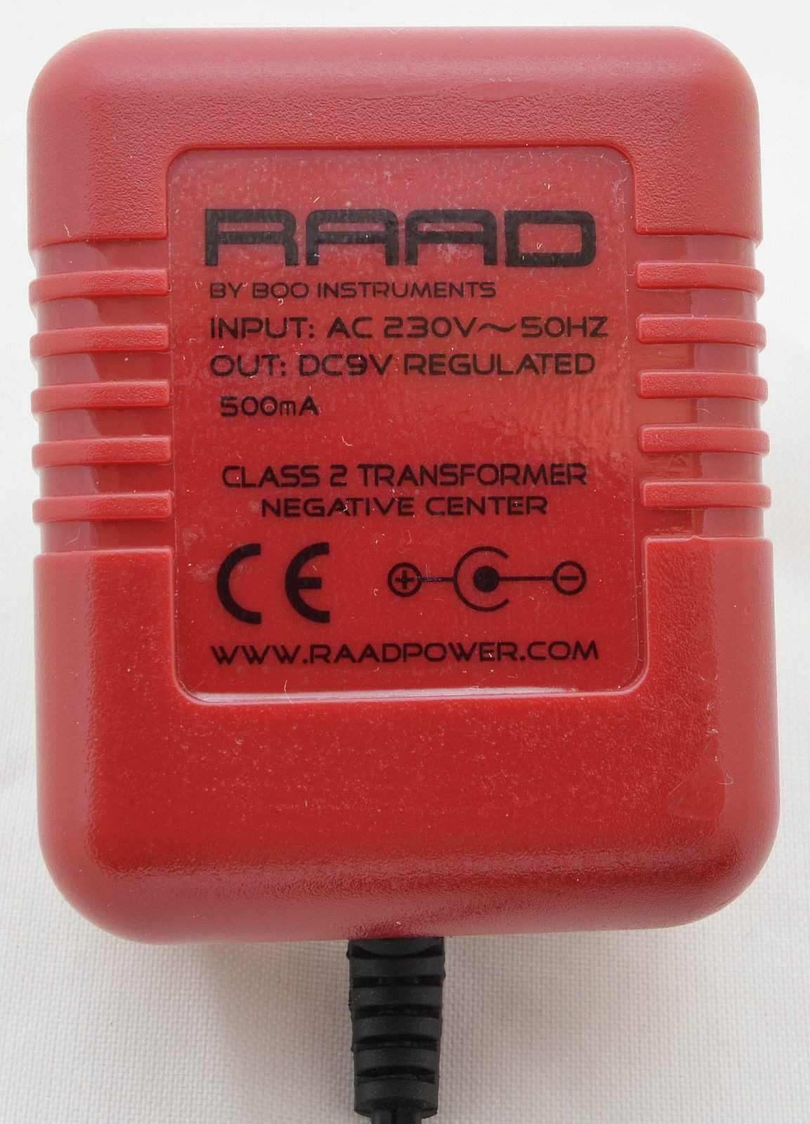 RAAD DC 9V regulated power supply center negative minus tip adapter