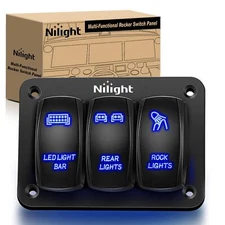 3 Gang Toggle Rocker Switch Panel USB Car Boat Marine RV Truck Blue LED 12V-24V