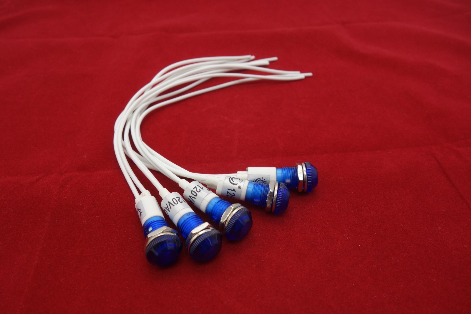 50 Pcs Blue Panel Mounting LED Indication Signal Pilot Lights 120V AC 10mm