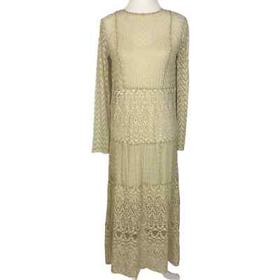 ZARA | Ivory Lace Long Sleeve Semi-Sheer Maxi Dress NWT Small | eBay