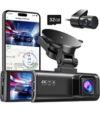 REDTIGER Dash Camera Front and Rear 4K Dash Cam Built-In WiFi with Hardwire kit