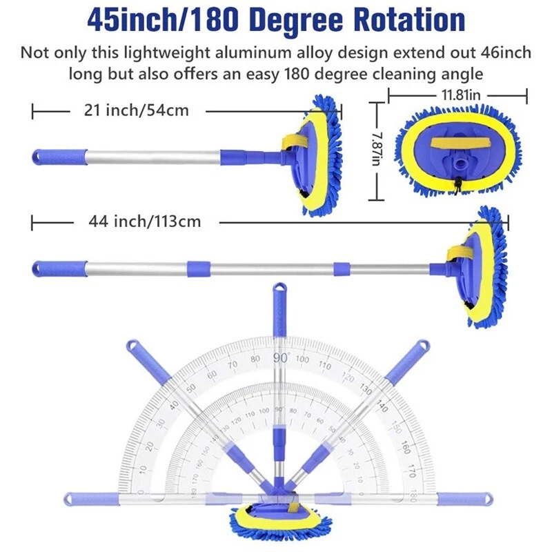 Microfiber Car Wash Brush Cleaning Mop Auto Truck 47.5" Long Handle Extension - Image 3 of 4