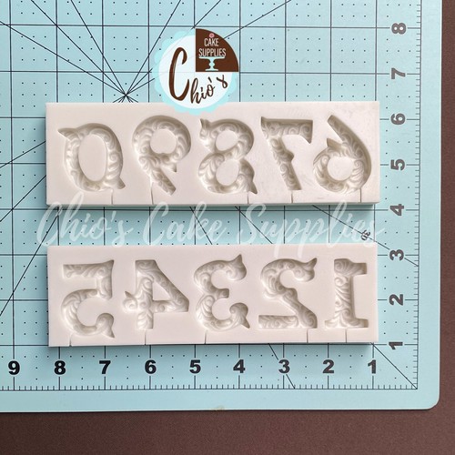 Fancy 0-9 Numbers Silicone Molds. Large size, 2 pieces set. - Picture 5 of 6