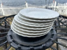 Set of 8 Bread Plates in BONE WHITE Ivory Swirl by Sheffield USA in Ex Cd