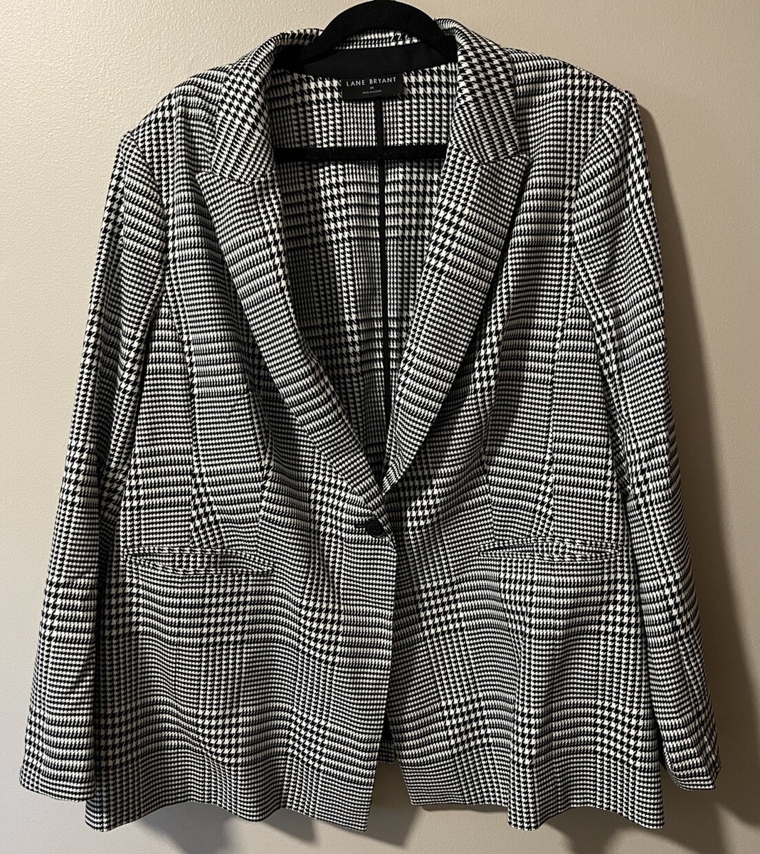 Perfect Drape One-Button Lane Bryant Blazer Size 24 Black White