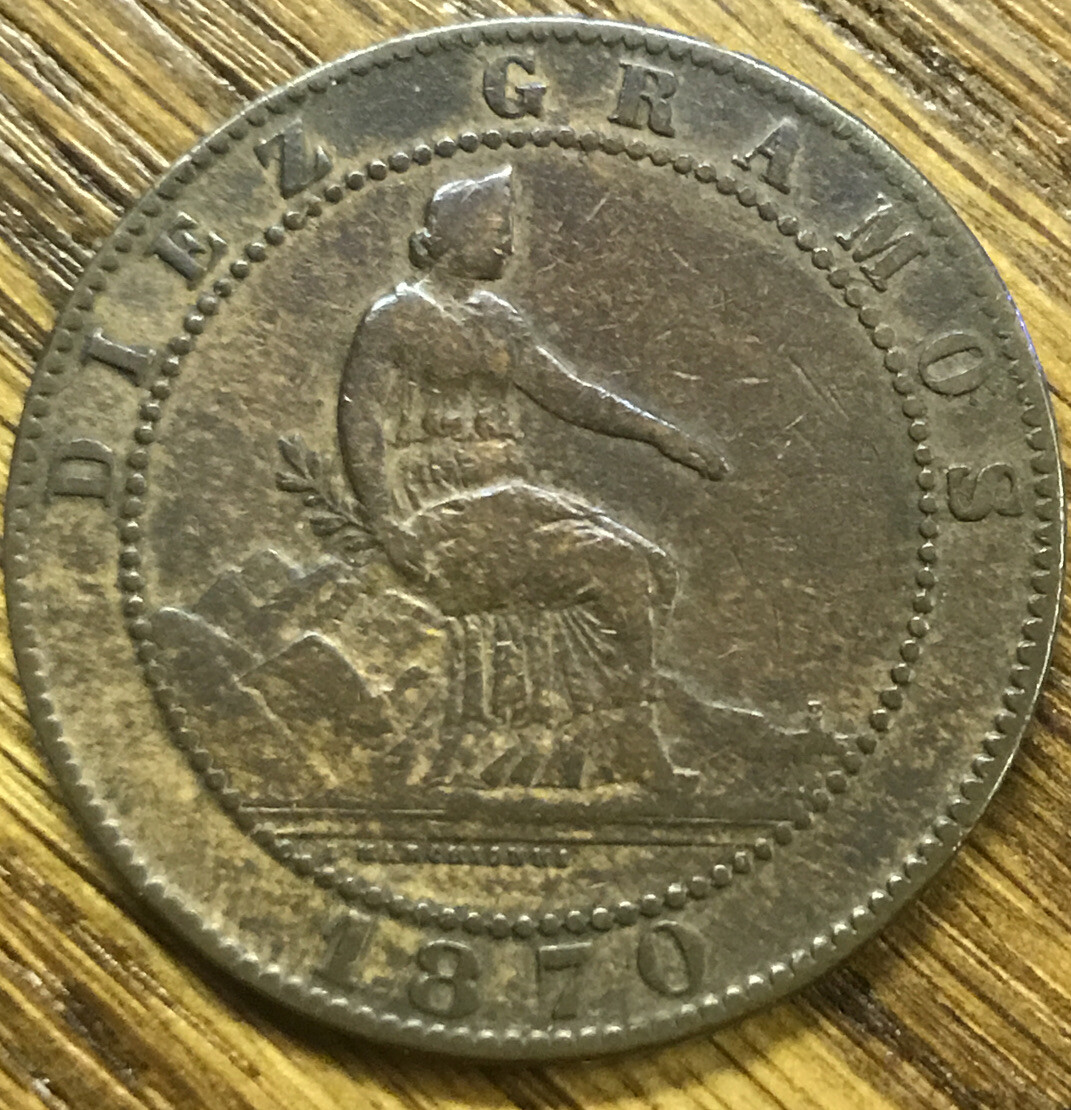 1870 Spain 10 centimos Coin Diez Gramos Cien Piezas | eBay