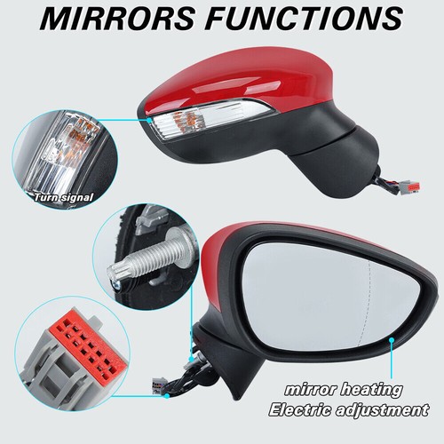Specchio ad ala lato guidatore destro lato rosso riscaldato elettrico per Ford Fiesta 2013-2017 - Foto 4 di 13