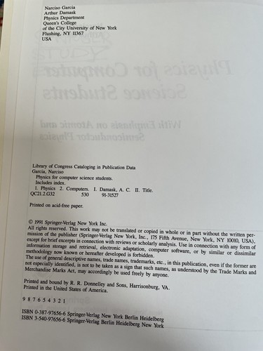 Physics For Computer Science Students (Softcover, 1991, Garcia & Damask) - 第 2/7 張圖片