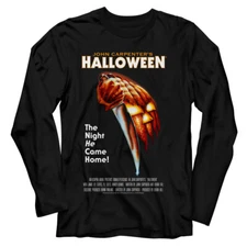 Halloween Scary Movie Poster The Night He Came Home Men's Long Sleeve T Shirt