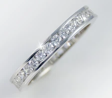 1.5 ct tw Channel Eternity Ring Top Russian Quality CZ Extra Brilliant  Silver 9