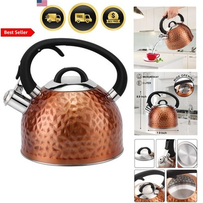 Stainless Steel Copper Tea Kettle Whistling Teapot Large Capacity 3 Liter