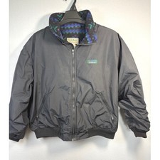 L.L. Bean Warm Up Jacket Mens LG Black Excellent Vintage 90s Fleece Lined Bomber