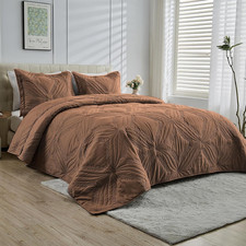 Oversized King Bedspreads 128X120 Ultrasonic Quilted Coffee