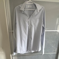 Calvin Klein Wrinkle Free Stretch Men's Regular Fit Checked Dress Shirt Blue 17