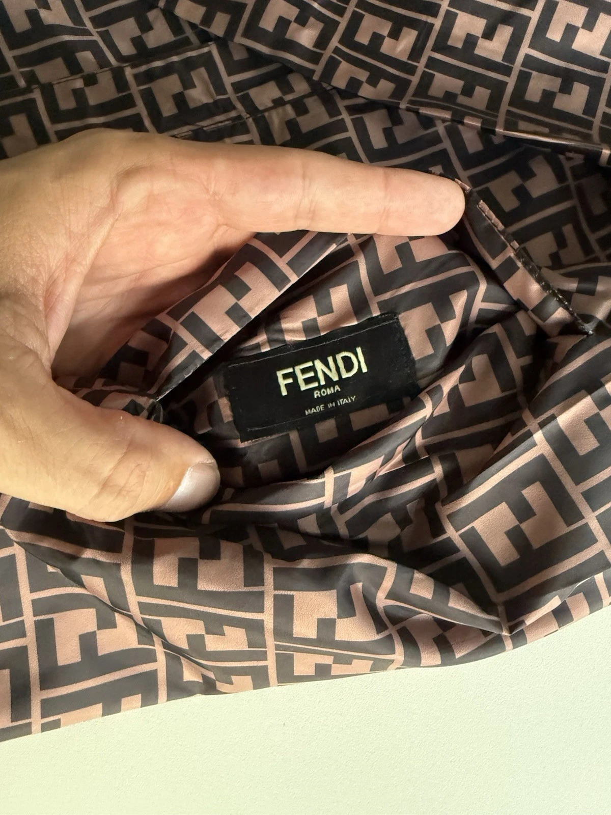 Giacca a vento Fendi Blouson in nylon marrone taglia S M XL