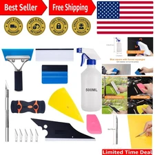 Versatile 9-in-1 Vehicle Tinting Tools Kit with 500ml Spray Bottle & Squeegees