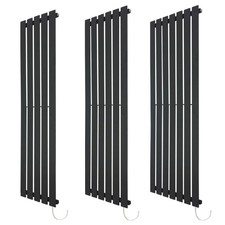 Electric Designer Radiators Black Vertical Fixed Temp Flat Panel 1850mm(h)