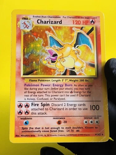 Pokemon Charizard 4/102 Base Set Unlimited Holo Moderately Played